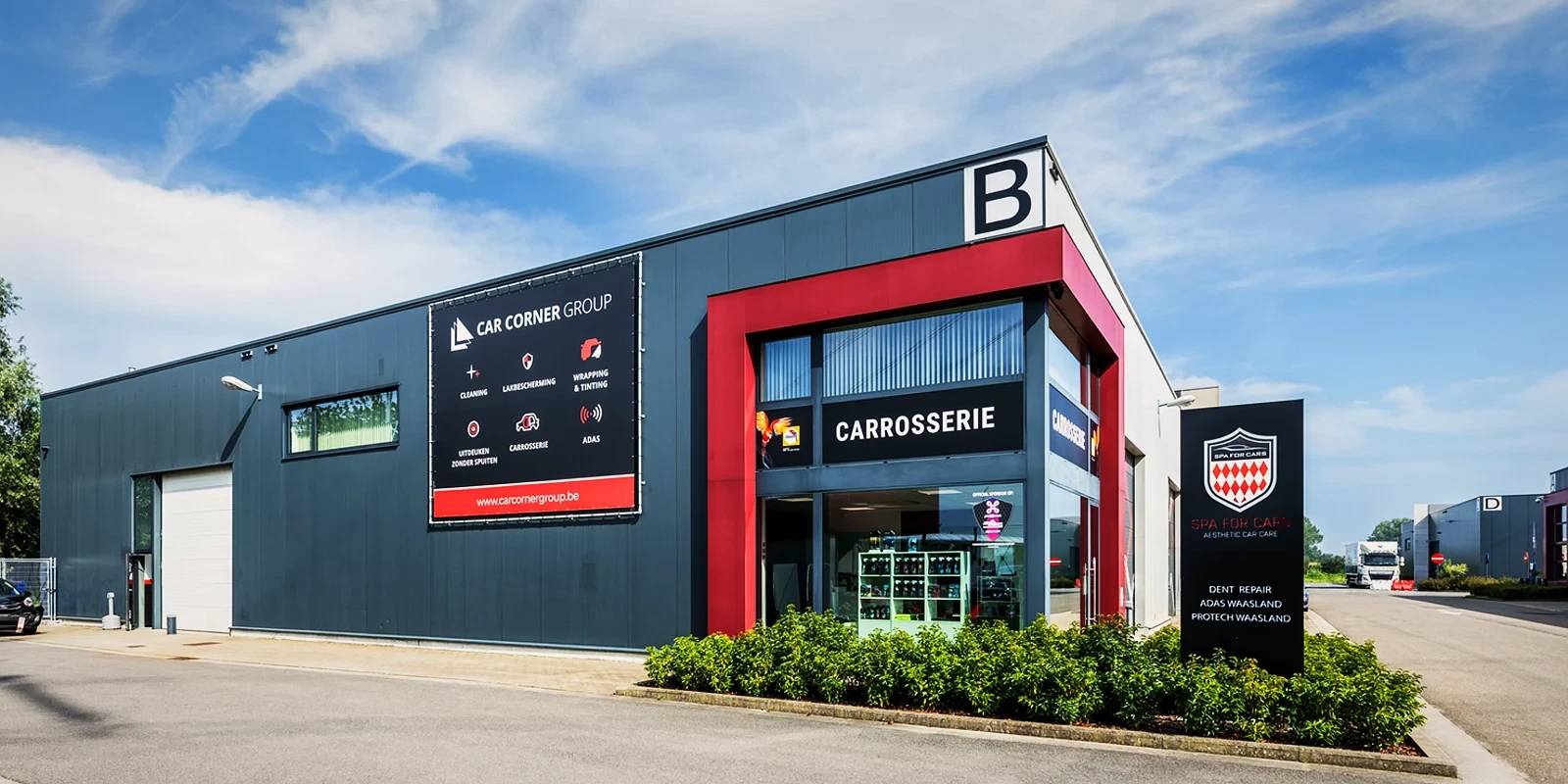 Het gebouw van carrosserie Car Corner Group